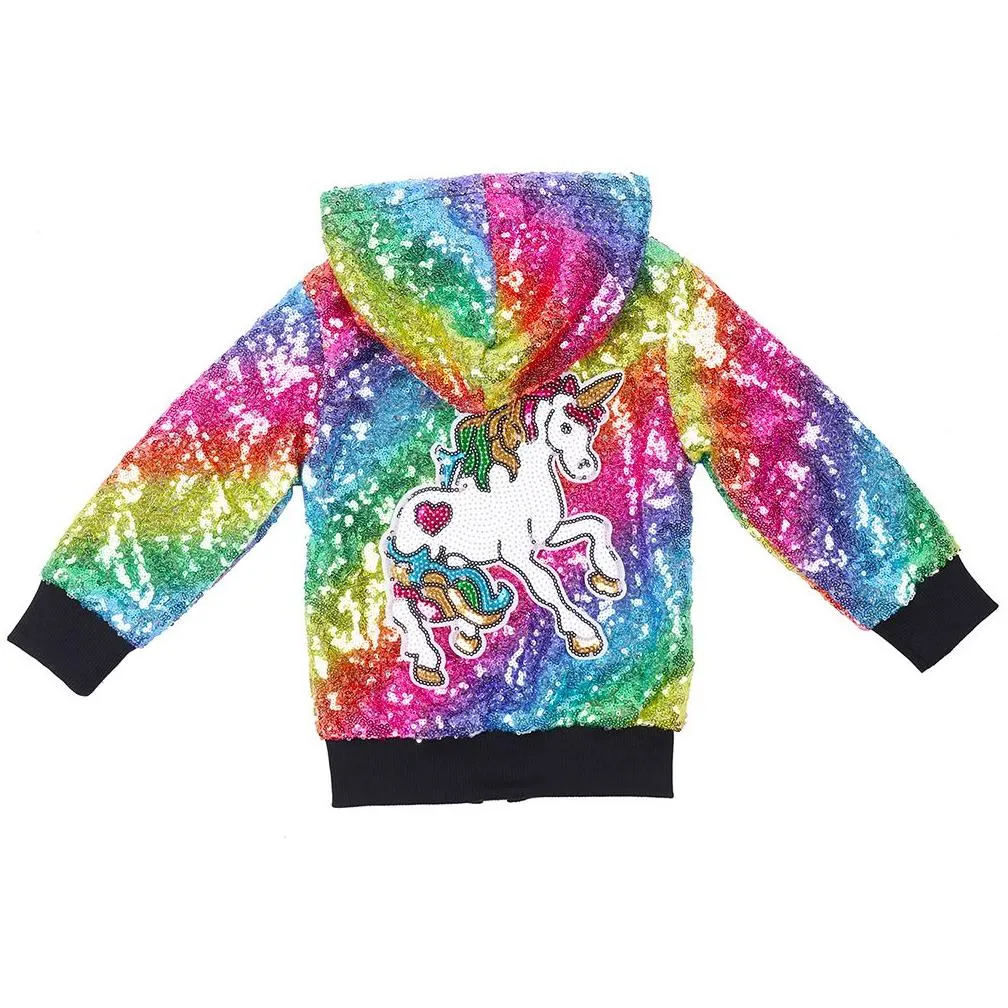 unicorn coat jackets for baby girls sequin gold hoodie rainbow kids glitter pink party toddler sparkle jacket christmas birthday