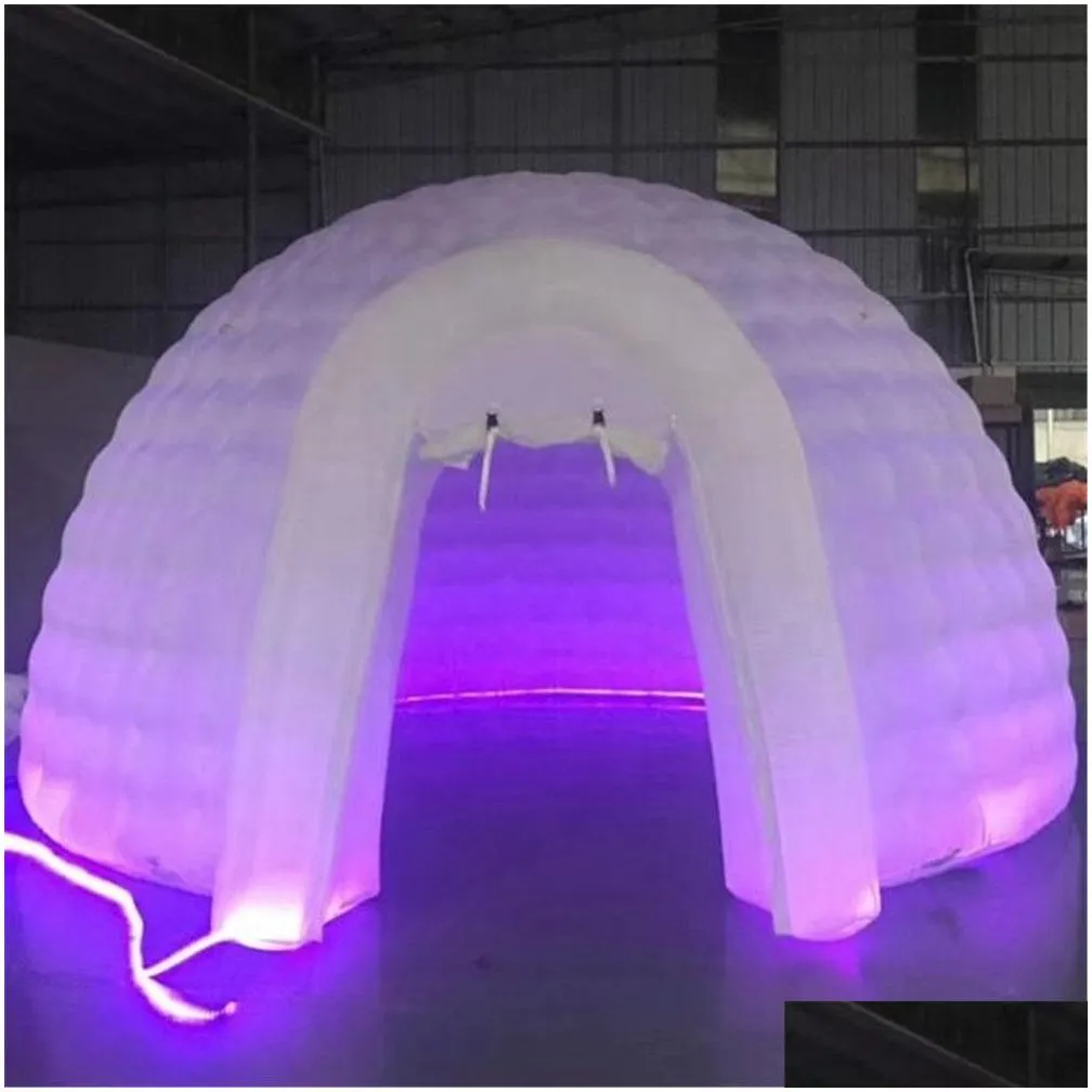 7m diameter shelter led light inflatable igloo luna tent bar dome marquee lamp rooftop building balloon for exhibition