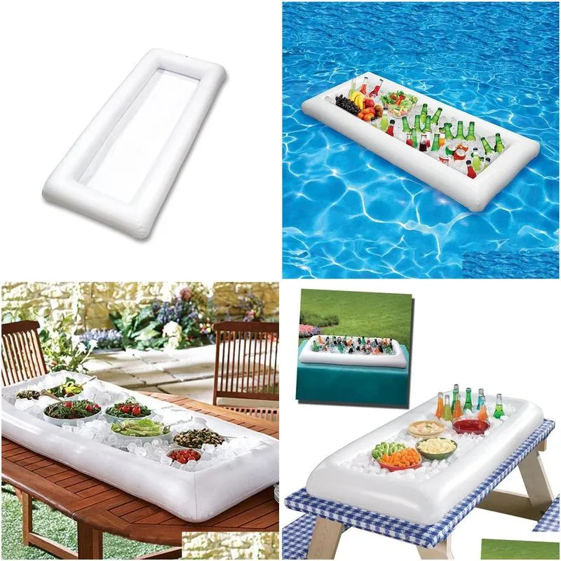 party inflatable salad bar buffet pool inflatable ice bucket outdoor swimming pool drink float holder food supplies toy stand 220622