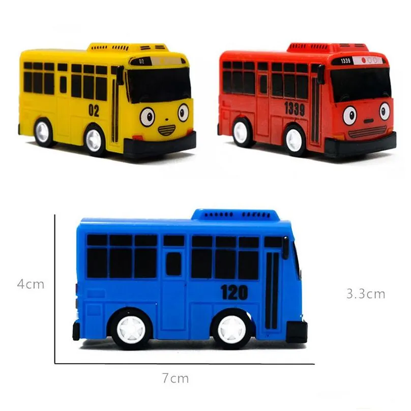  4pcs/set small car korean cartoon tayo the little bus araba oyuncak car model pull back toy car kids birthday gift lj200930