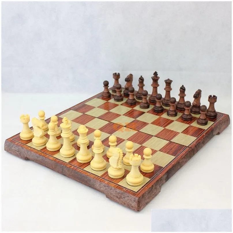international chess checkers folding magnetic high-grade wood wpc grain board chess game english version m/l/xlsizes