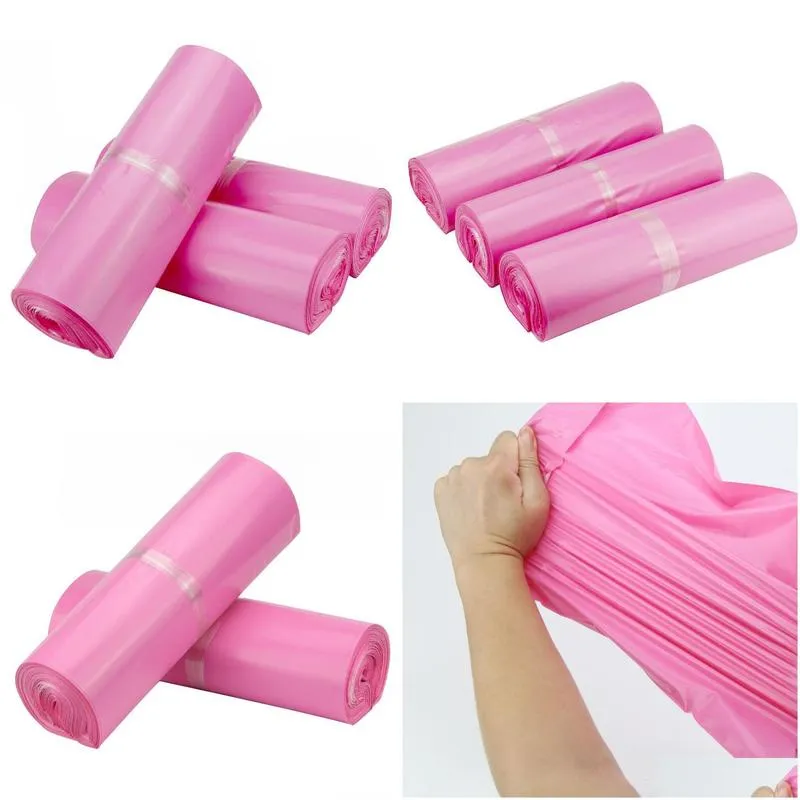 wholesale 100pcs/lot pink poly mailer 17x30cm express bag mail bags envelope/ self adhesive seal plastic bags pouch dh8575