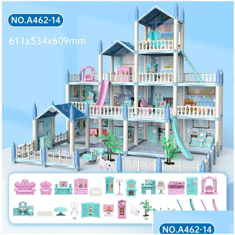 doll house accessories diy 3d cottage lighting villa model montessori assembled puzzle large size set family castle children toys gift