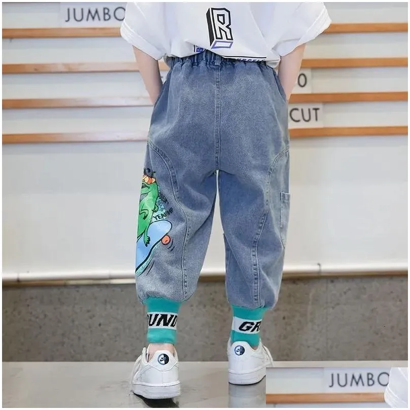 jeans for boys teenage children elastic waist denim pants kids trousers boy clothes 4 13t 230220