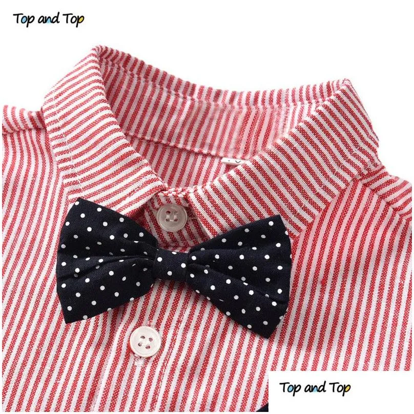 baby boy gentleman clothes set summer suit for toddler striped shirt with bow tieaddsuspenders white shorts formal boys clothes t191024