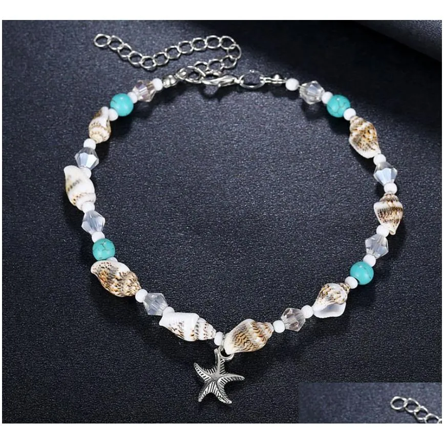 shell beads starfish anklets for women beach anklet leg bracelet handmade bohemian foot chain boho jewelry sandals