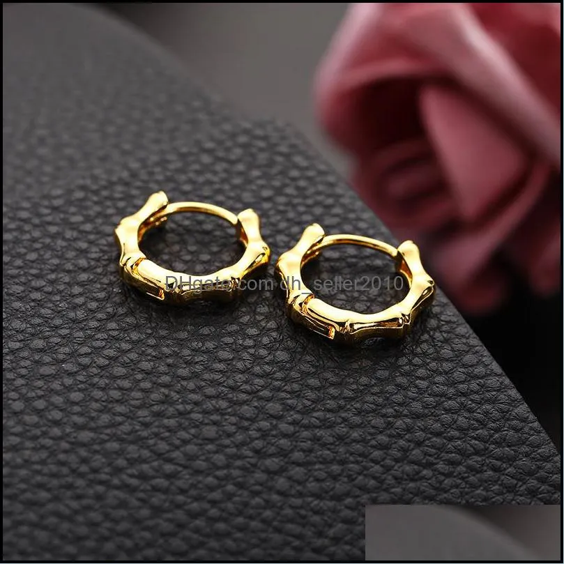 Punk Bamboo Design Small Hoop Earrings Gold Silver Color Korean Men Women Loops Earring for Male Female Earrings Party Jewelry 1827 Q2