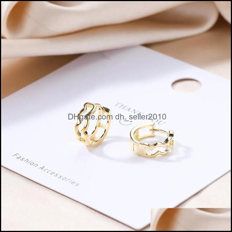 925 Sterling Silver Hoop Earrings 18K Gold plated Jewelry with BOX for women Mens Elegant wave shaped stud Erring 2857 Q2