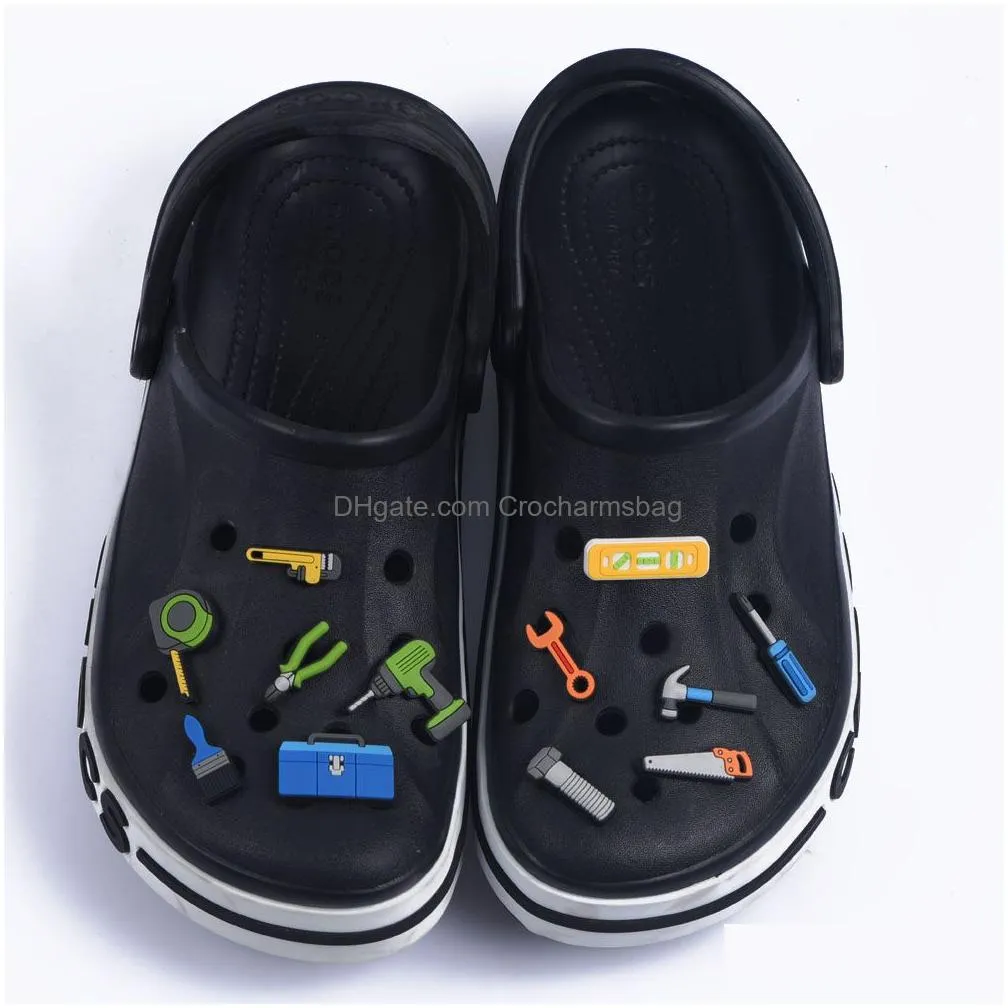 Factory Wholesale Tool Soft PVC brand logo Shoes Charms Fits for Clog Channel Shoe Charm