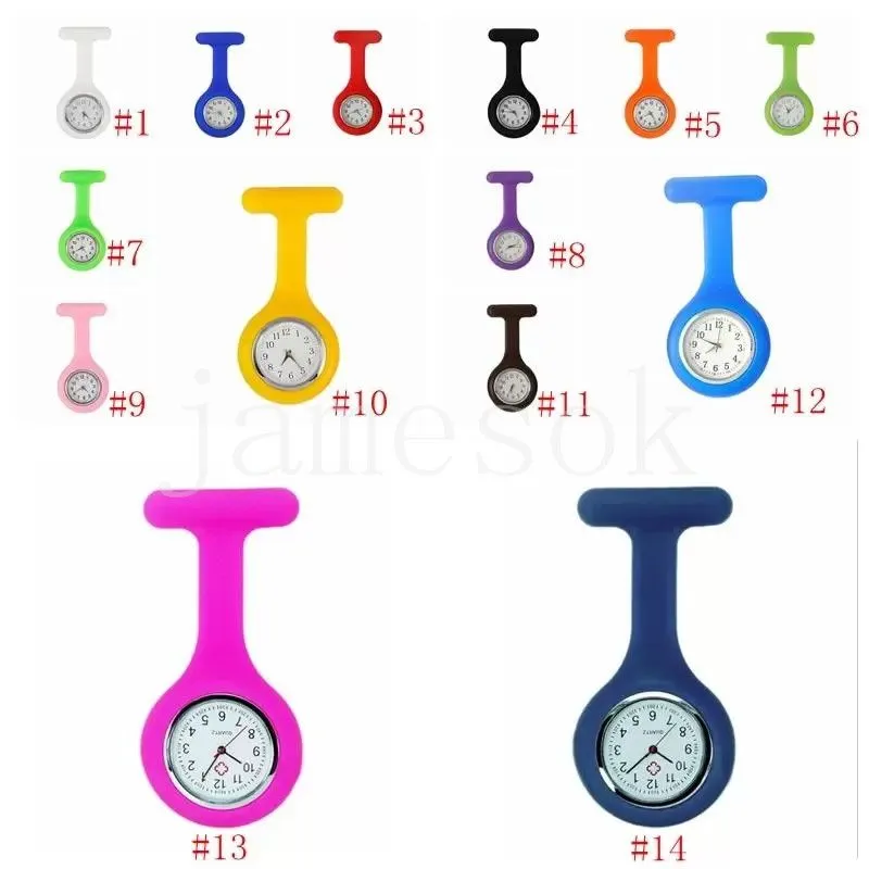 Promotion Christmas Gifts Colorful Nurse Brooch Fob Tunic Pocket Watch Silicone Cover Nurse Watches Party Favor de570