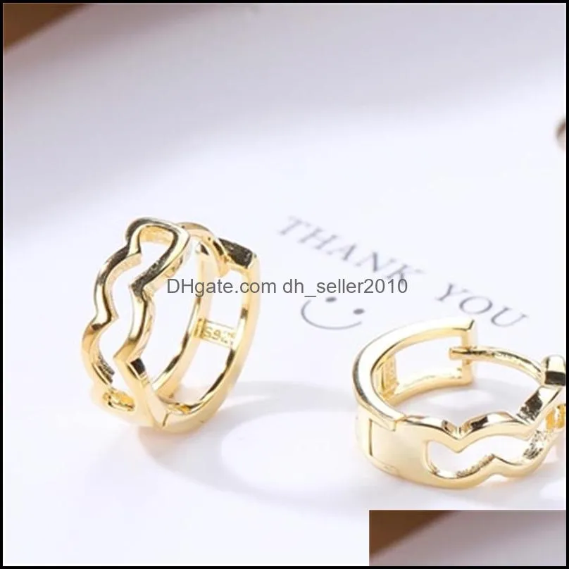 925 Sterling Silver Hoop Earrings 18K Gold plated Jewelry with BOX for women Mens Elegant wave shaped stud Erring 2857 Q2