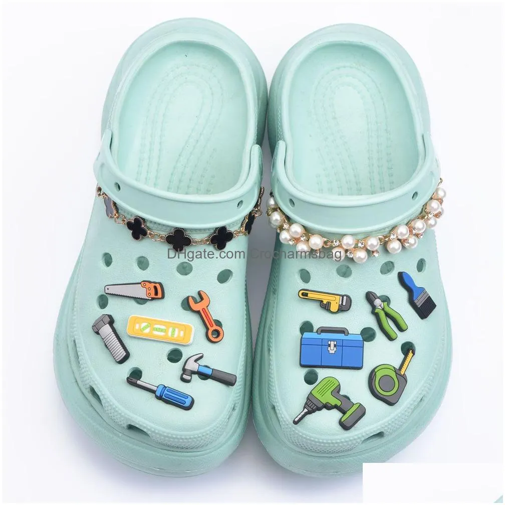 Factory Wholesale Tool Soft PVC brand logo Shoes Charms Fits for Clog Channel Shoe Charm