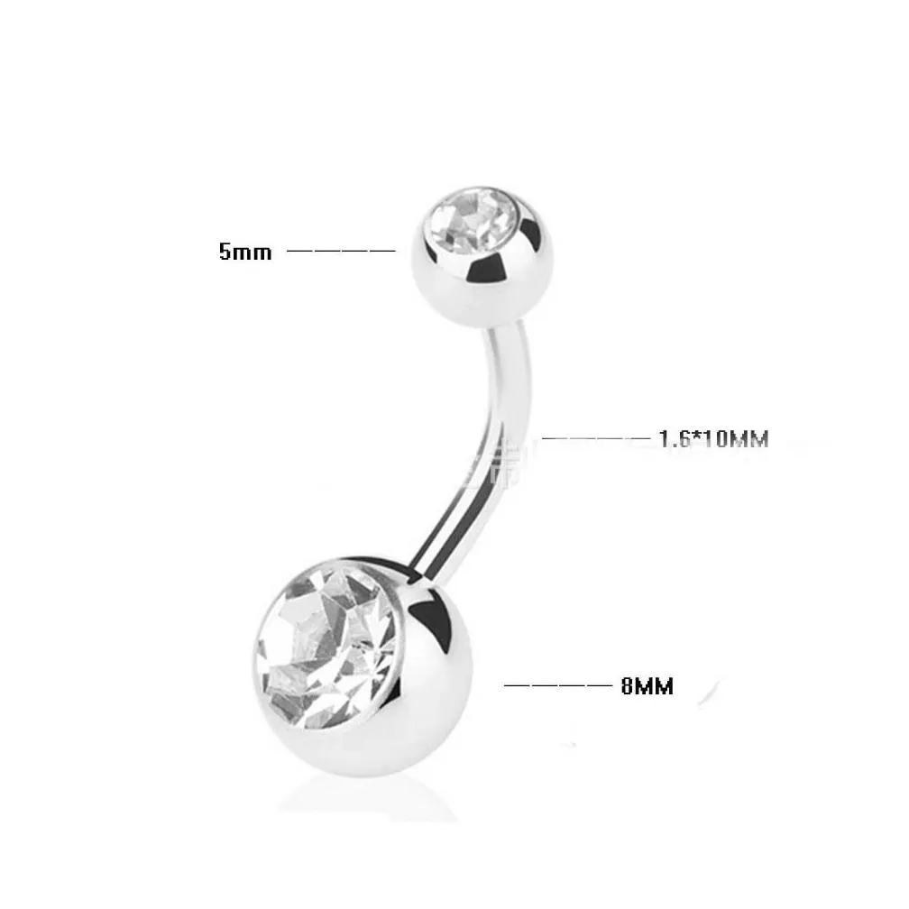stainless steel belly button rings navel ring crystal rhinestone body piercing bars jewlery for womens bikini fashion jewelry