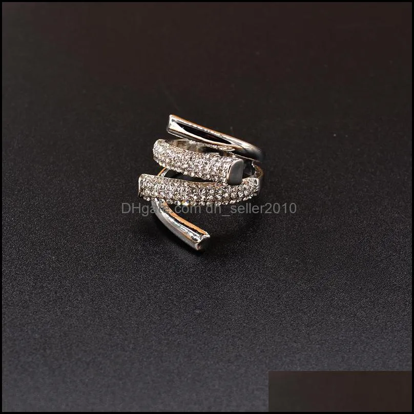 Exaggerated Design Silvery Wedding Rings Zircon Cross For Woman Korean Fashion Jewelry Gothic Party Girls Adjustable Ring