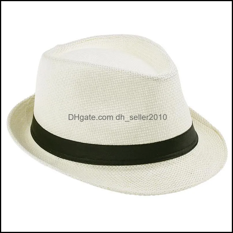 Fashion Womens Mens Unisex Fedora Trilby Gangster Cap Summer Beach Sun Straw Panama Hat Couples Lovers Hat 2021 553 T2