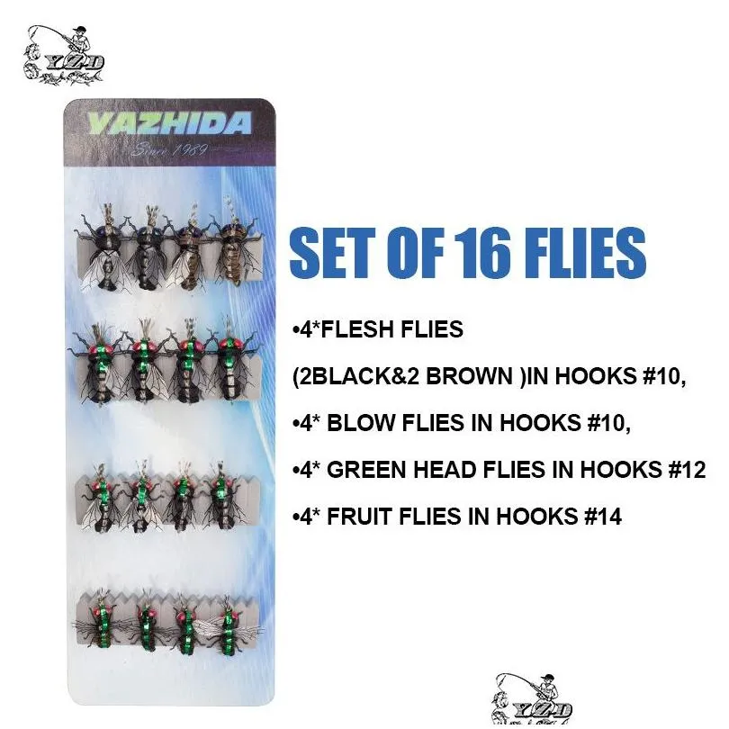 fly fishing flies set 12pcs mosquito housefly realistic insect lure for trout lure kit flyfishing 220302