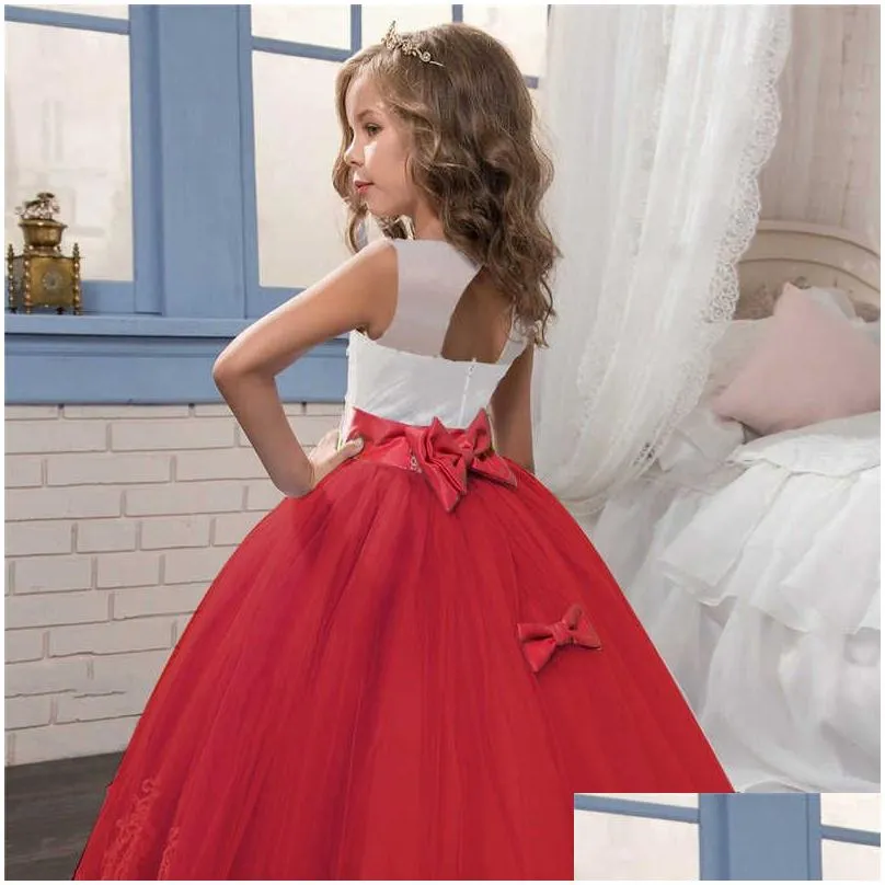 fancy kids dresses for girls teenager bridesmaid elegant princess wedding lace dress vestido party formal wear 8 10 12 14 years 210727