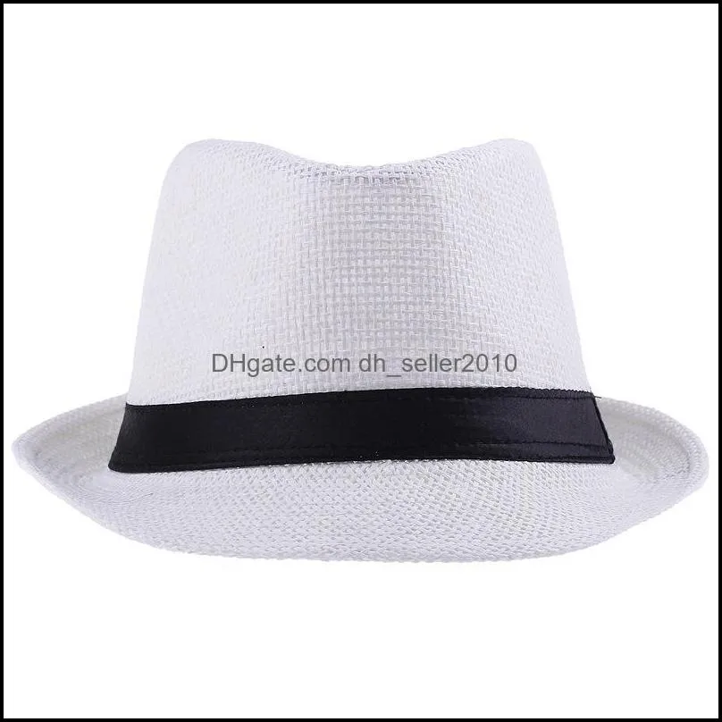 Fashion Womens Mens Unisex Fedora Trilby Gangster Cap Summer Beach Sun Straw Panama Hat Couples Lovers Hat 2021 553 T2