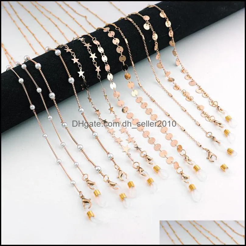 Eyeglasses Chains Holder Cord Sunglasses Masking Chain Women Crystal Lanyard Glass Women Girls Fashion Jewelry Accessory Gold 3071 Q2