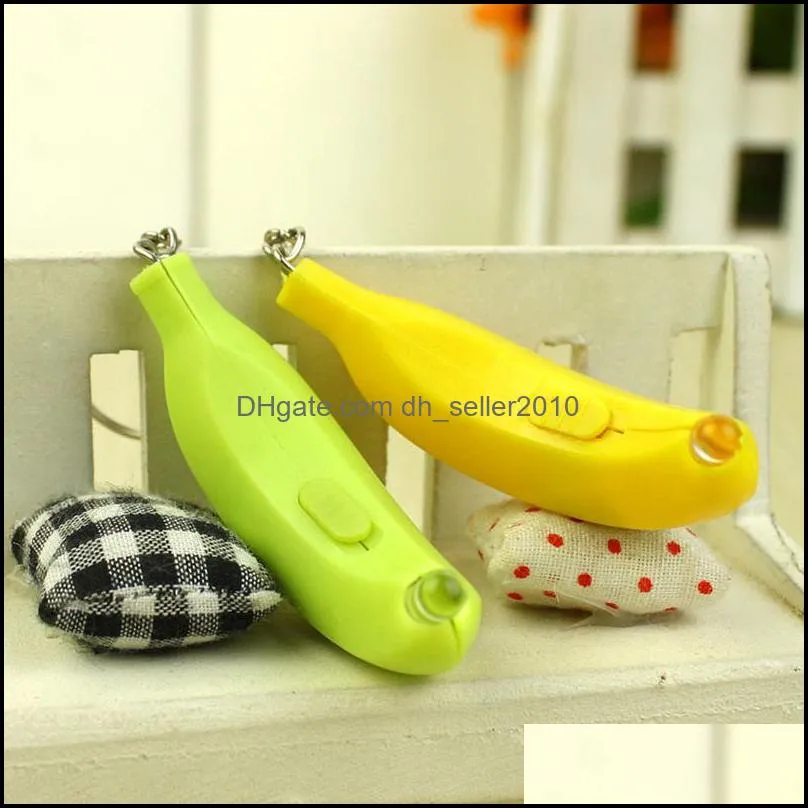 6x2cm Mini Led light Flashlight Banana Key Rings Creation Safe Bag Phone Car Pendant Keychain XMAS Toys Gifts 3354 Q2