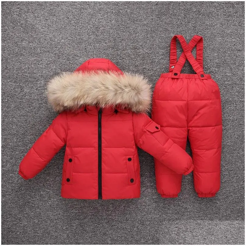 2019 winter down jacket children clothing set baby toddler girl kids clothes for boy parka thicken coat snow wear ski suit t191026