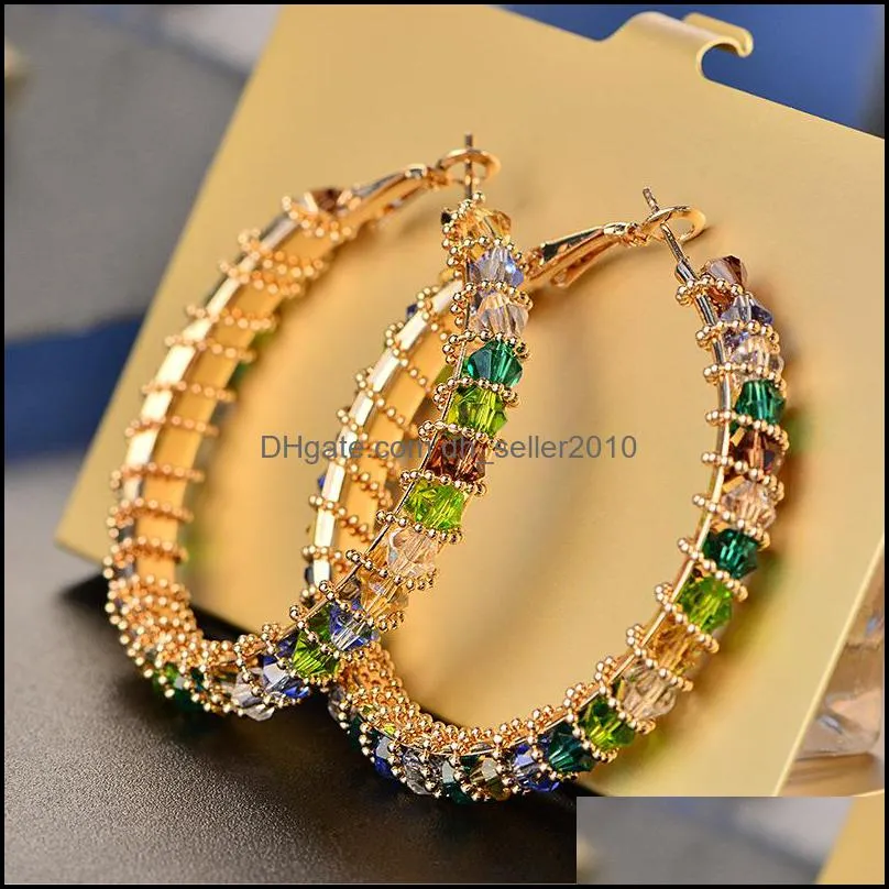 New Fashion Trendy Women Hoop Earrings Jewelry Yellow Gold Plated CZ Big Earrings Hoops for Girls Nice Gift