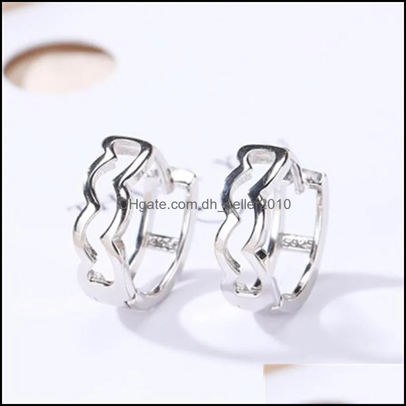 925 Sterling Silver Hoop Earrings 18K Gold plated Jewelry with BOX for women Mens Elegant wave shaped stud Erring 2857 Q2