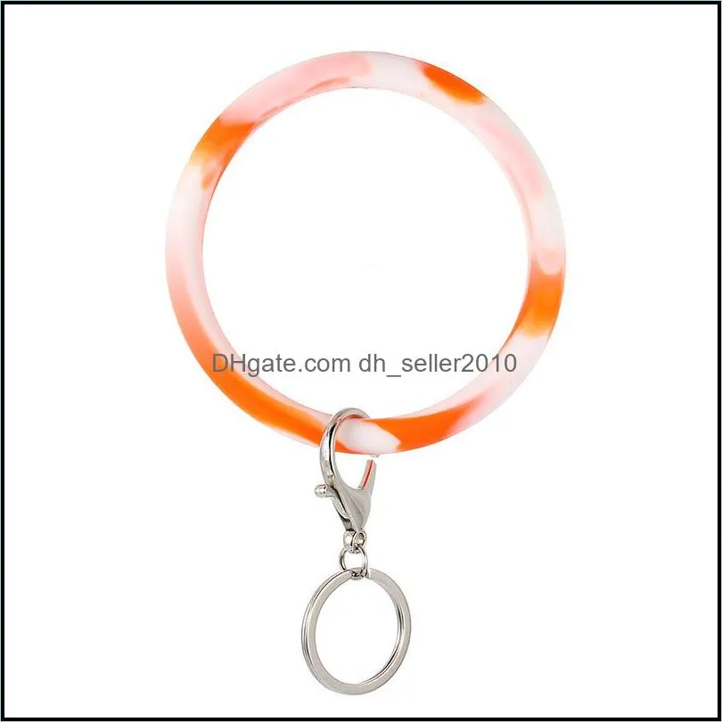 Silicone Round Bracelet Keychain Camouflage Woman Two Circle Wristlet Key Ring Creative Bangle Key Holder Halloween Party Gift 1150 Q2