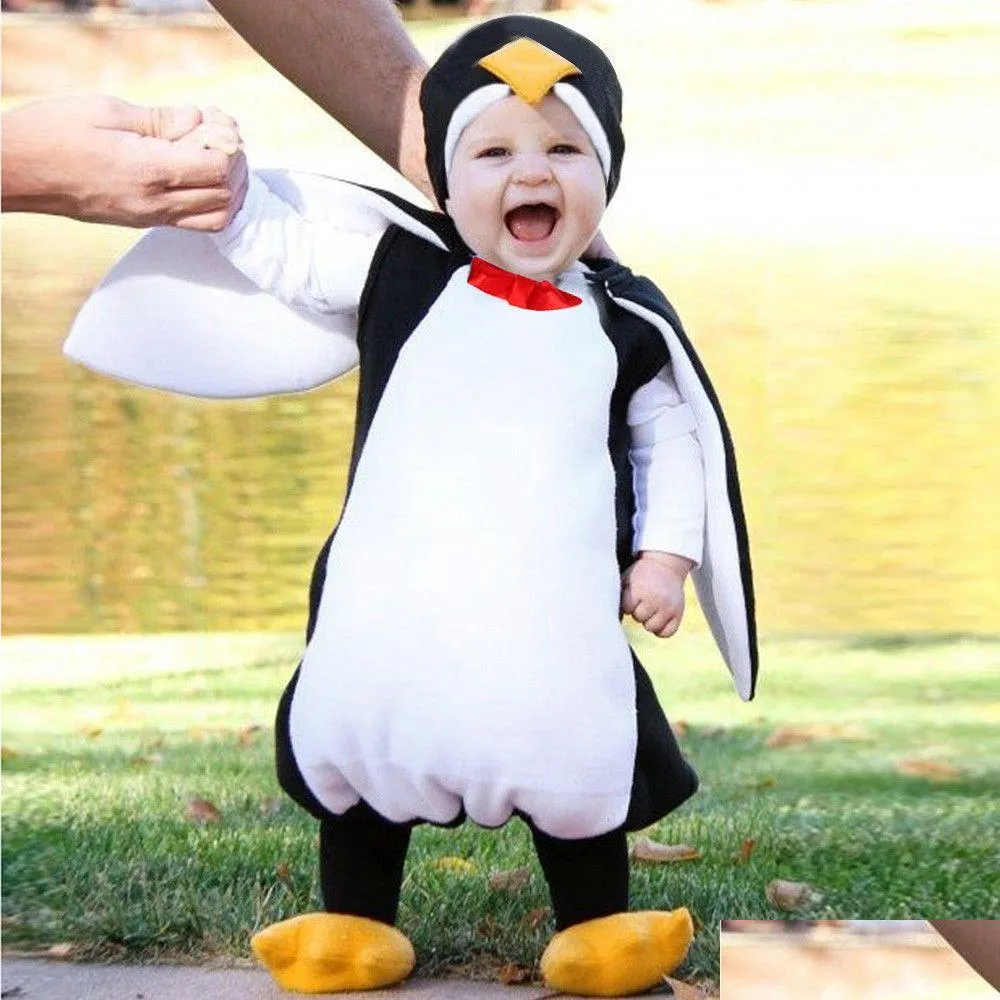 baby boys girls carnival halloween costume romper kids clothes set toddler cosplay penguin jumpsuits infant cute clothes lr1 201127