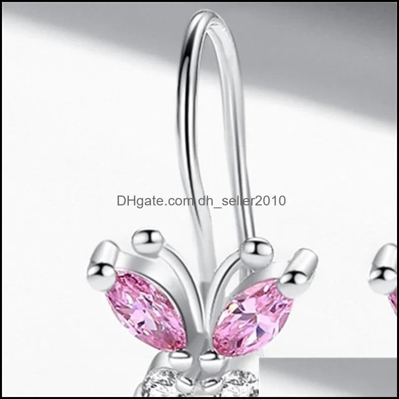 Sparkling Crystal Cute Butterfly Earrings 925 Sterling Silver Small Hoop Earrings for Kids Baby Girls Children Jewelry 1227 Q2