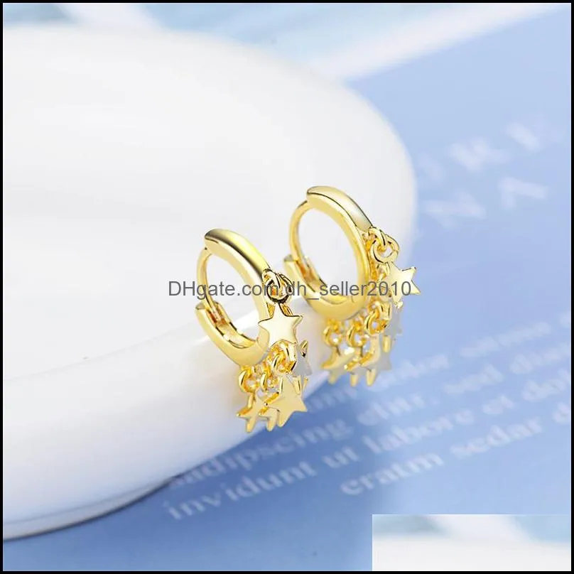 2021 Fashion Simple Gold Silver Color Star Earrings for Women Round Personality Hoop Earings Jewelry Korean Orecchini aretes 364 Q2