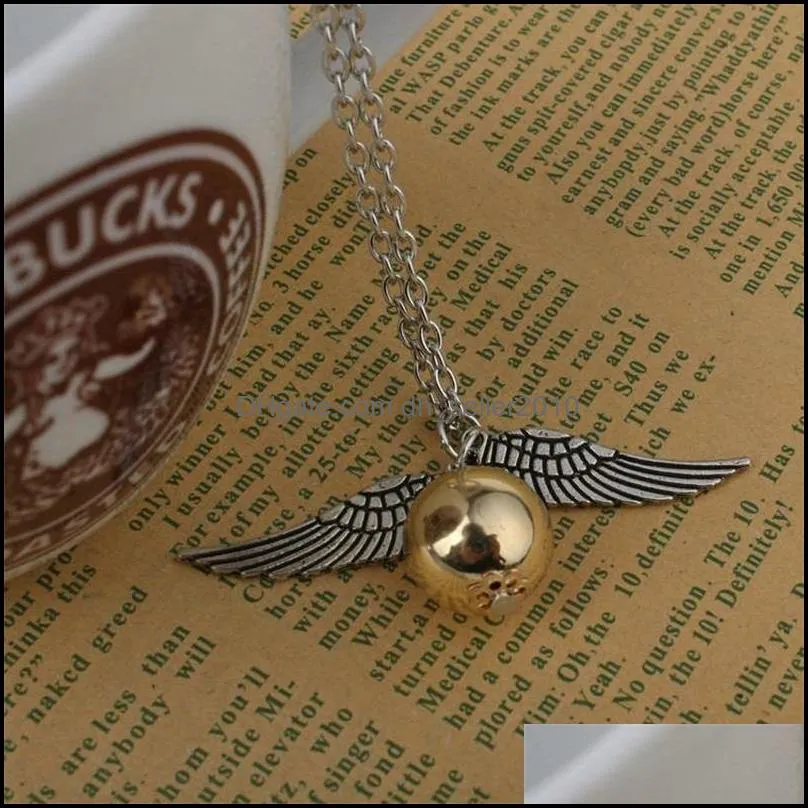new style Silver Wings Snitch Necklaces pendant plated gold Necklace golden wholesale