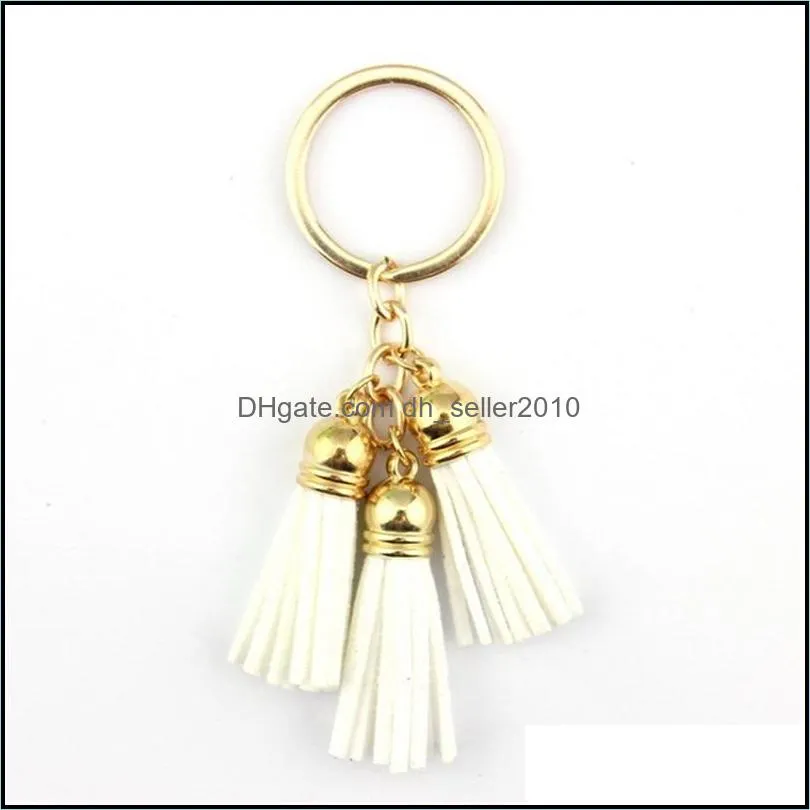Zwpon Boho Style Mixcolor Casual Veet Leather Tassel Women Keychain Bag Pendant Car Key Chain Ring Holder Jewelry Wholesale 1305 Q2