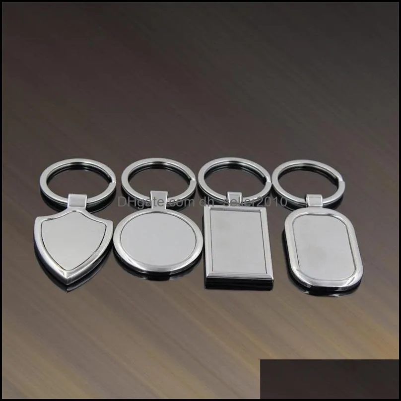Stainless Steel Key Ring Metal Blank Tag keychain new creative Advertising Custom LOGO Keyrings for promotion Gifts96 Q2