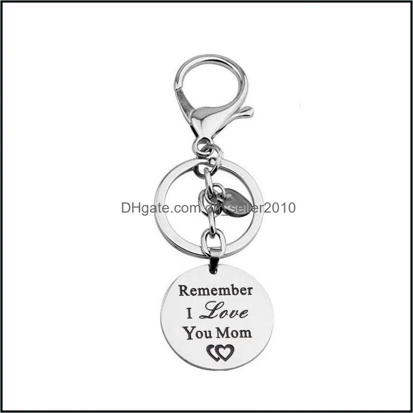 Originality Keychains Letter Key Buckle Pendant Keys Chain Remember I Love You Dad Mom Stainless Steel 4 5yb Y2