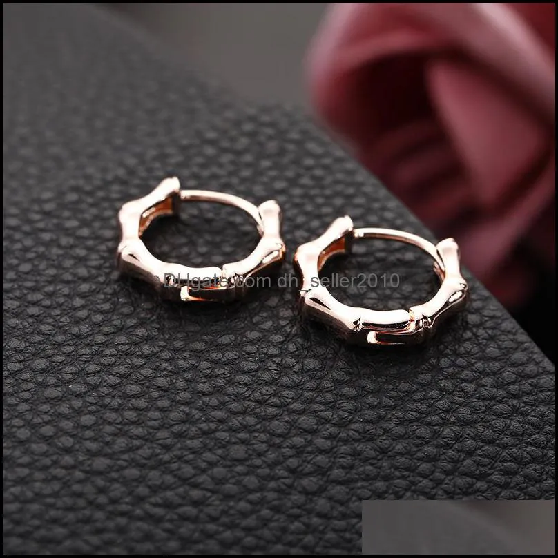 Punk Bamboo Design Small Hoop Earrings Gold Silver Color Korean Men Women Loops Earring for Male Female Earrings Party Jewelry 1827 Q2