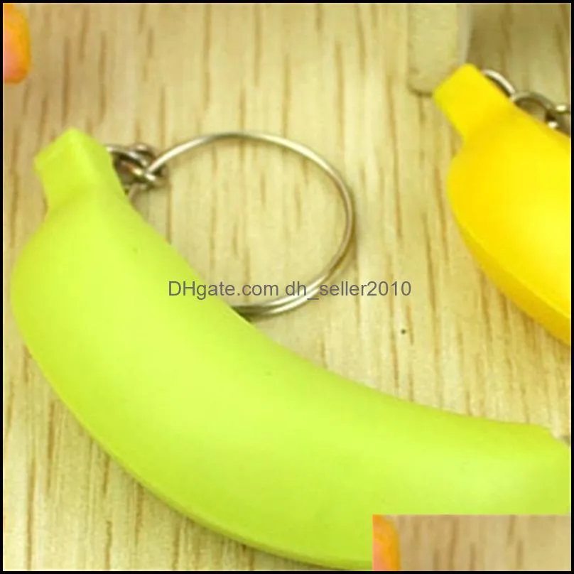 6x2cm Mini Led light Flashlight Banana Key Rings Creation Safe Bag Phone Car Pendant Keychain XMAS Toys Gifts 3354 Q2