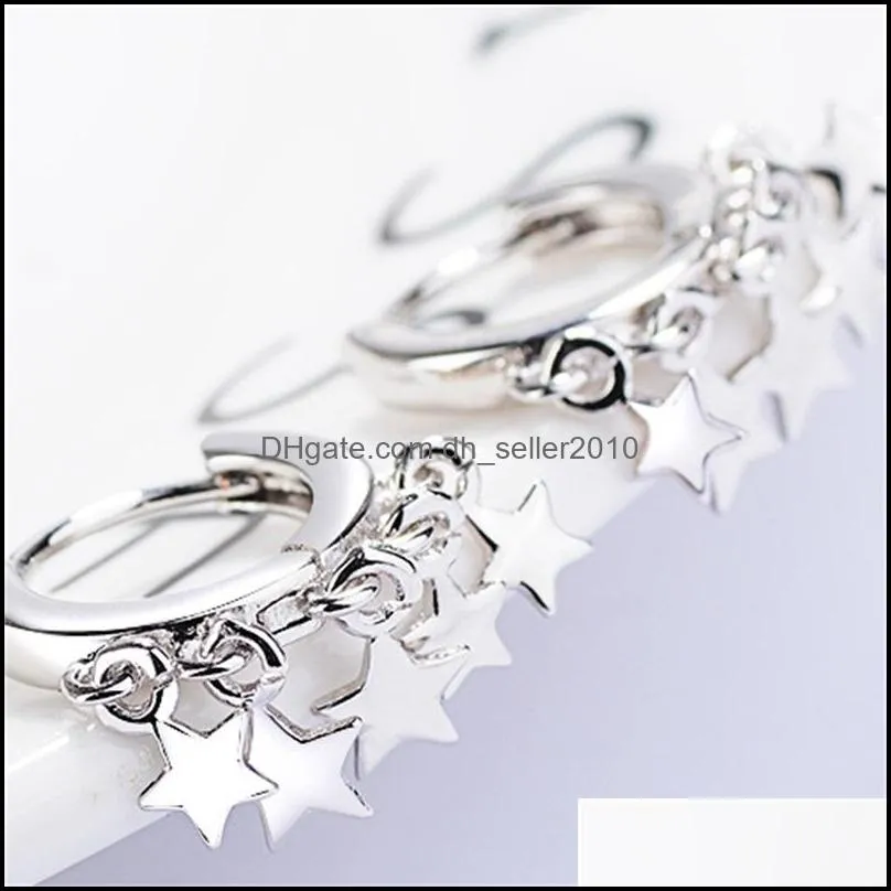 2021 Fashion Simple Gold Silver Color Star Earrings for Women Round Personality Hoop Earings Jewelry Korean Orecchini aretes 364 Q2