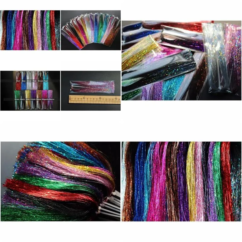 tigofly 13 packs 13 colors 0.3mm holographic flashabou glittering tinsel sparkle crystal flash trout tube fly tying materials 220302