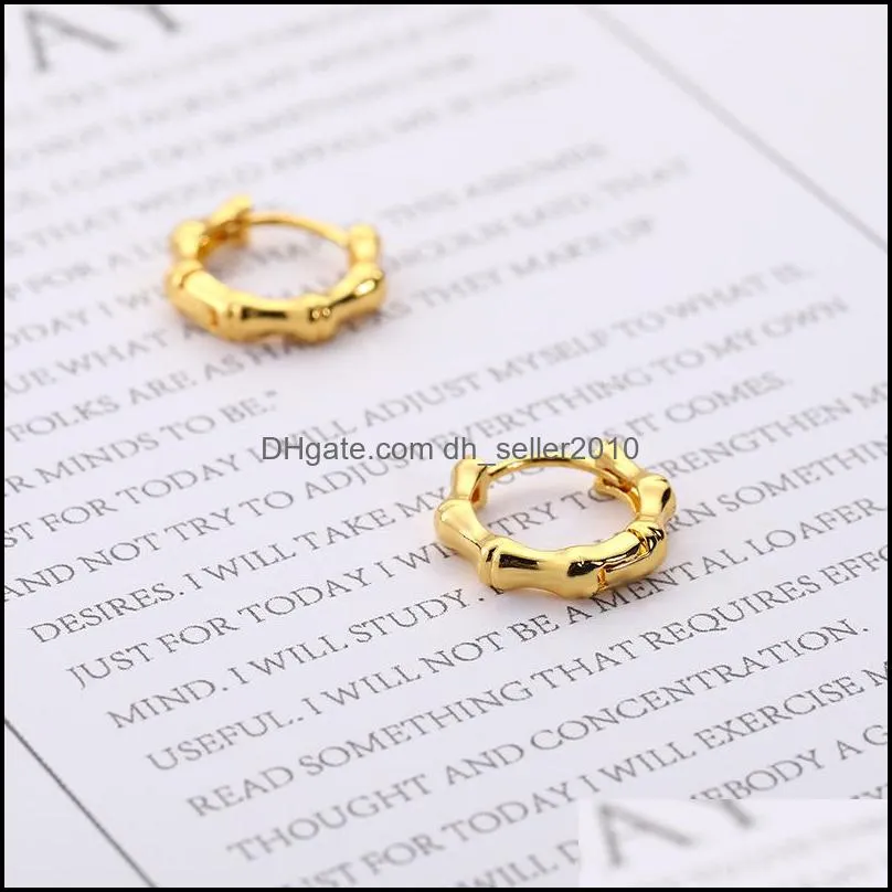 Punk Bamboo Design Small Hoop Earrings Gold Silver Color Korean Men Women Loops Earring for Male Female Earrings Party Jewelry 1827 Q2