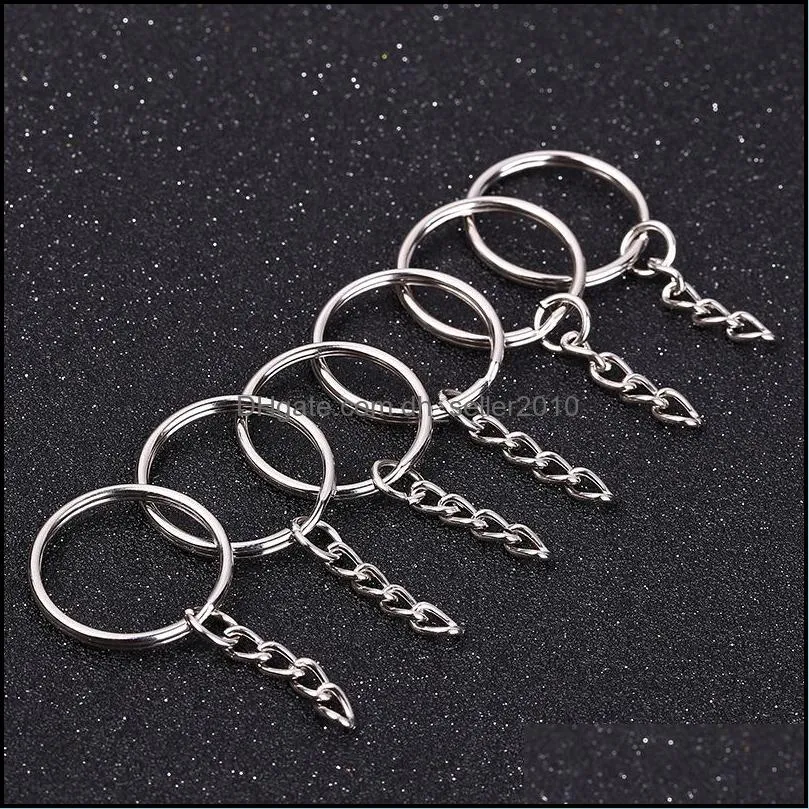 Polished Silver Color 30mm Keyring Keychain Split Ring With Short Chain Key Rings Women Men DIY Key Chains Accessories 10pcs ps0477 13