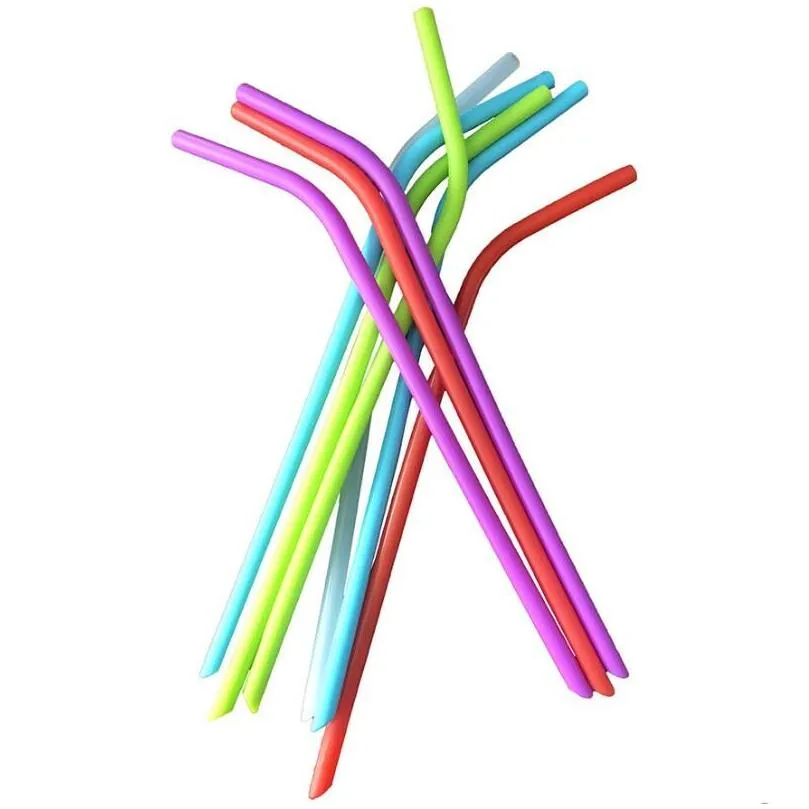 silicone straws 24 styles food grade fold drinks recycling silicone cocktail straws candy color straw party supplies straight curve straw