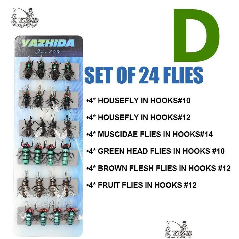 fly fishing flies set 12pcs mosquito housefly realistic insect lure for trout lure kit flyfishing 220302