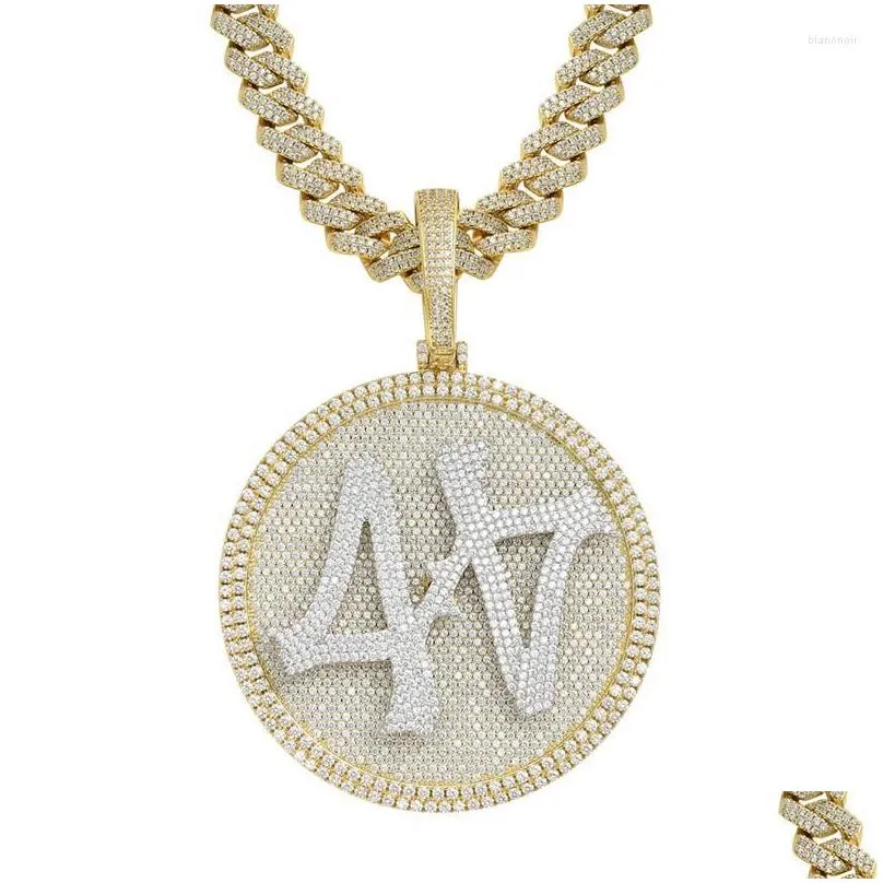 pendant necklaces mens big size iced out spinner round 44 medallion with hip hop cuban chain necklace fashion kpop icy jewelry