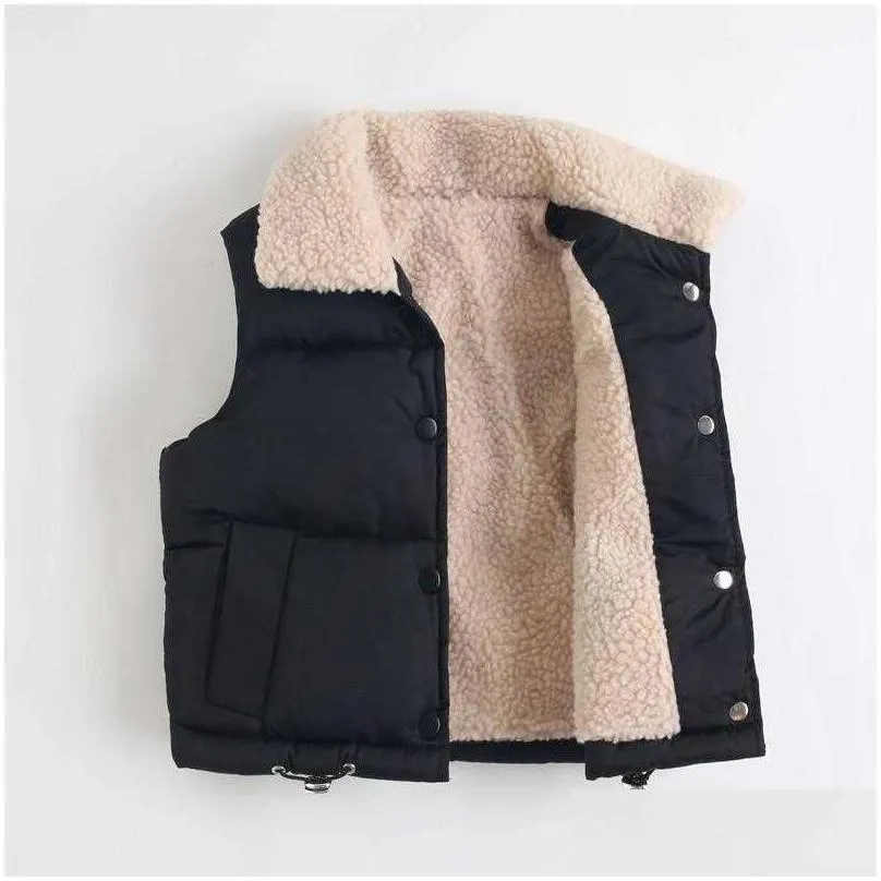 winter vest kids boys infant girl clothing toddler sleeveless solid color turn-down collar down for 1-8 y girls 210812