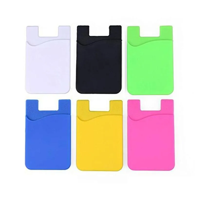 party favor phone card holder silicone wallet case credit id cards holders pocket stick on  adhesive with opp bag rh1921