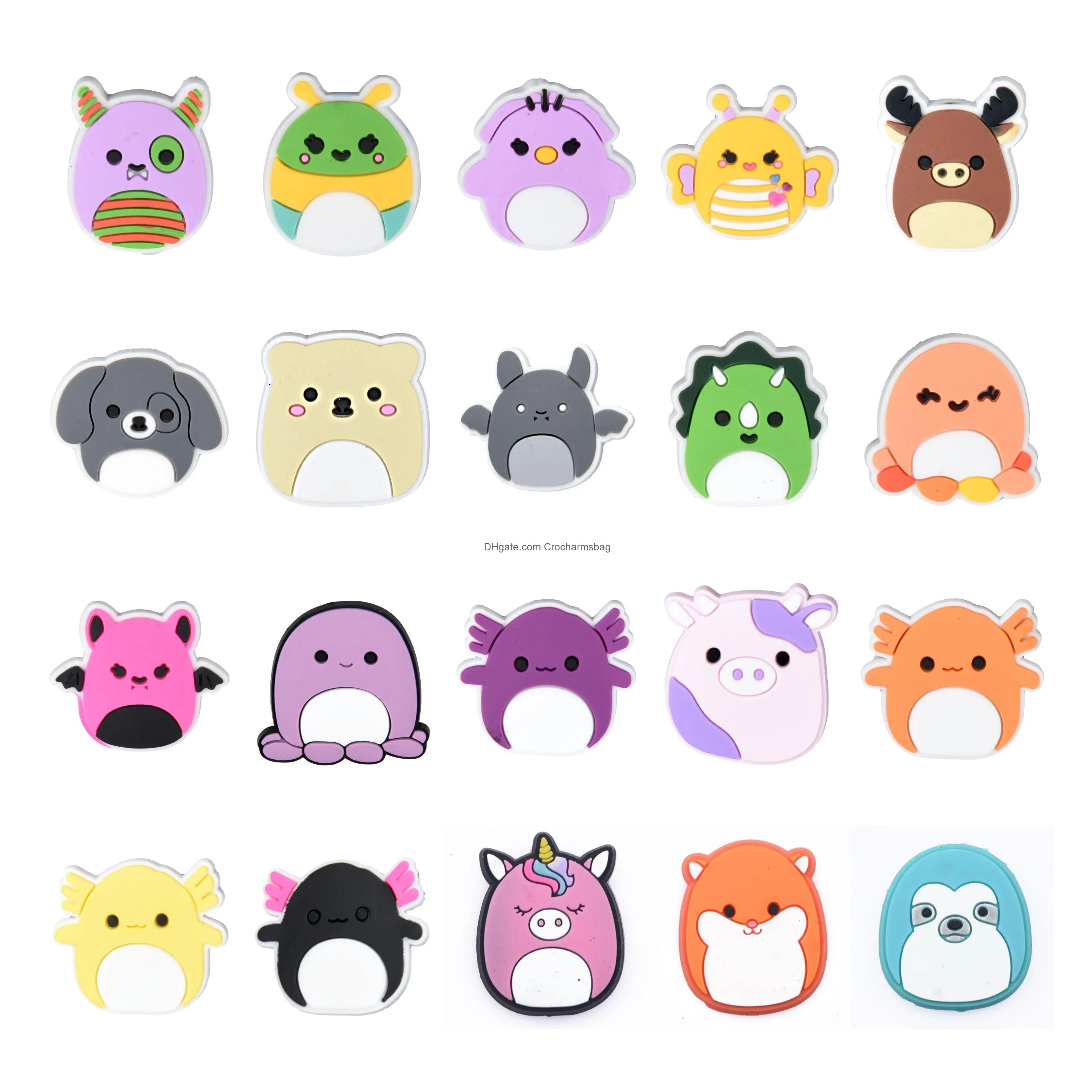 1pcs Kawaii Animal Croc Charms PVC Shoes Decoration Clog Sandals Wristband Accessories For Girls Childrens Birthday Party Gifts squish