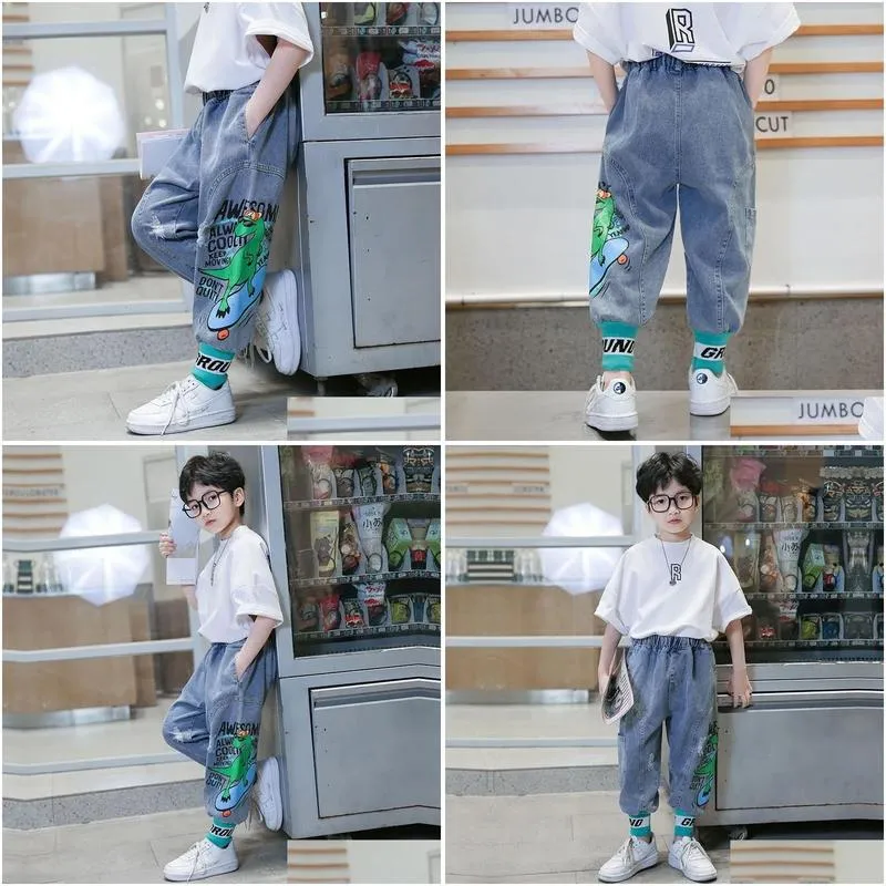 jeans for boys teenage children elastic waist denim pants kids trousers boy clothes 4 13t 230220