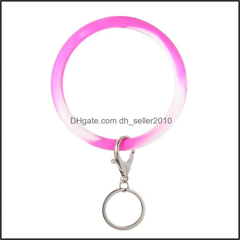 Silicone Round Bracelet Keychain Camouflage Woman Two Circle Wristlet Key Ring Creative Bangle Key Holder Halloween Party Gift 1150 Q2