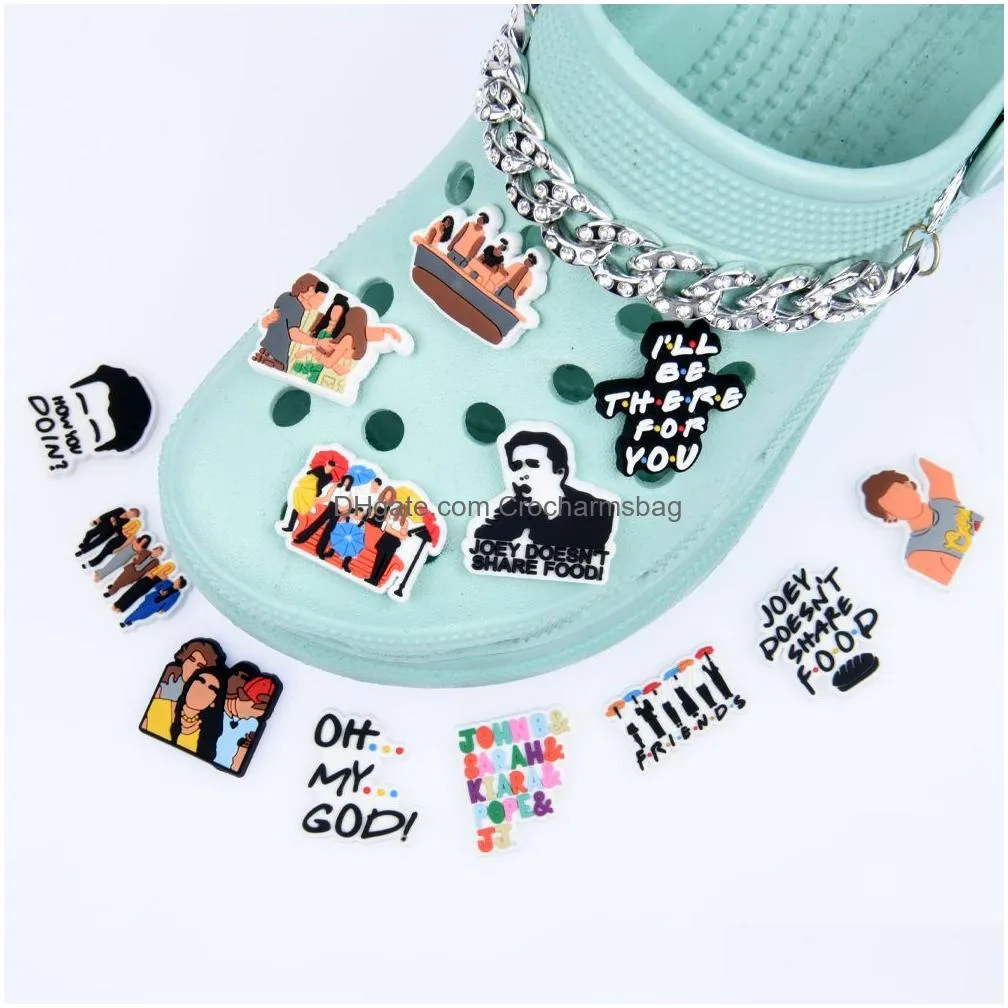 Friends Shoe Decoration Clog Charms Designer Women Clog Accessories For kids Christmas Gifts